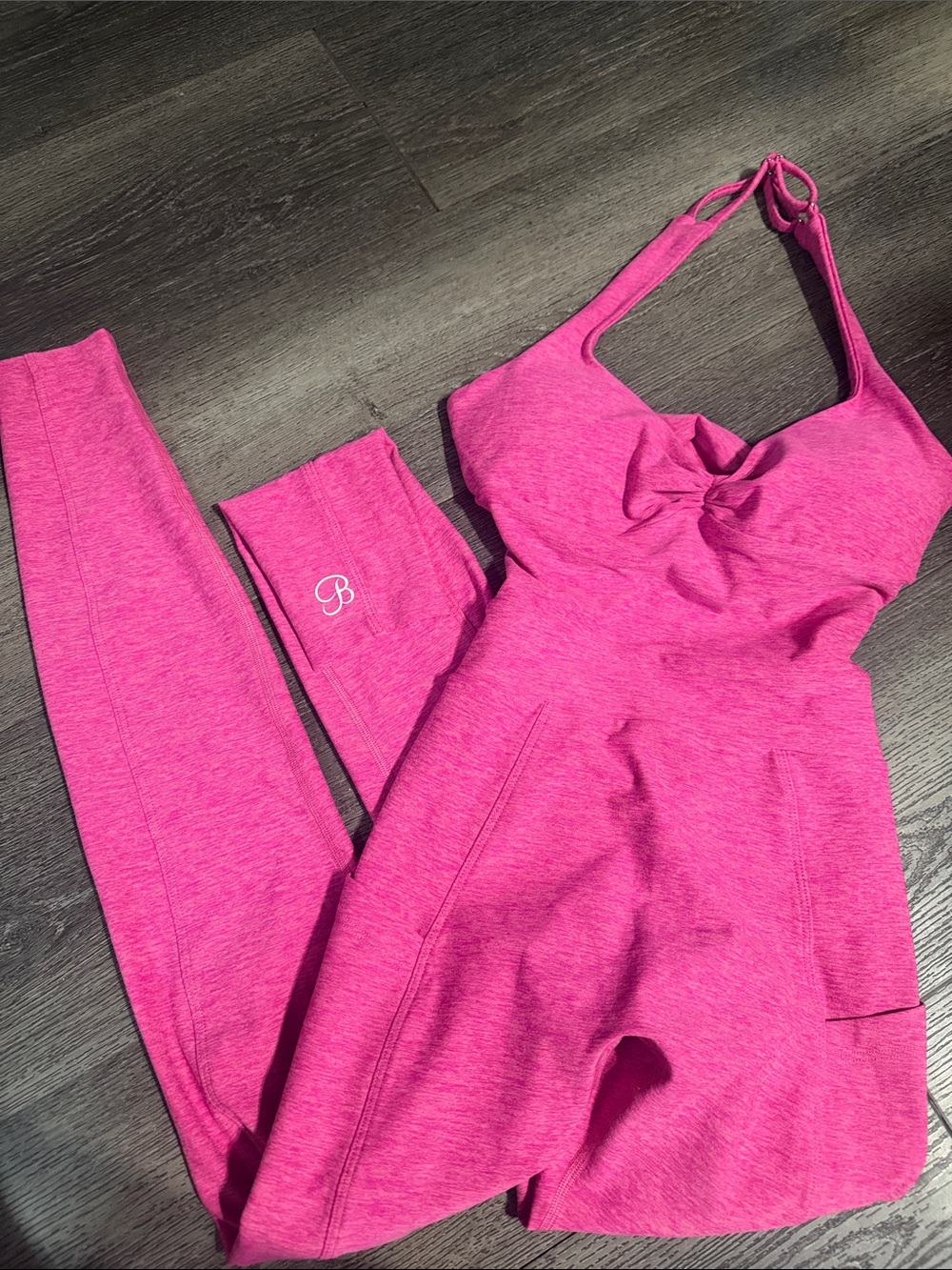 Bombshell sportswear backless pocket bodysuit pink glo XXS